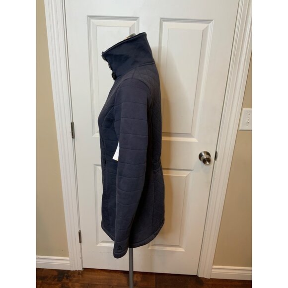 The North Face Long Navy Blue Quilted Sweatshirt Zip-Up Jacket,  Size M - Picture 4 of 6